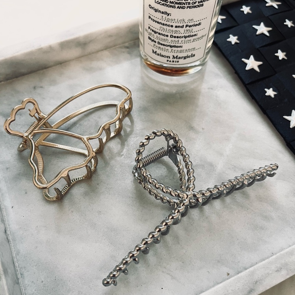 Gold and Silver Metal Hair Clips